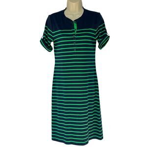 Lauren Ralph Lauren Green and Navy Henley Dress | Nautical 100% Cotton | Size Sm